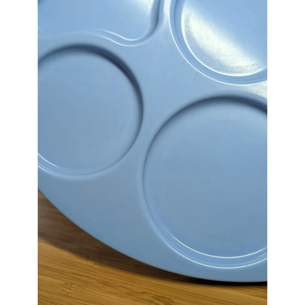 Vintage Baby Nursery BLUE Vanity Changing Table Glass Jar Set W/Tray Lids 1950s